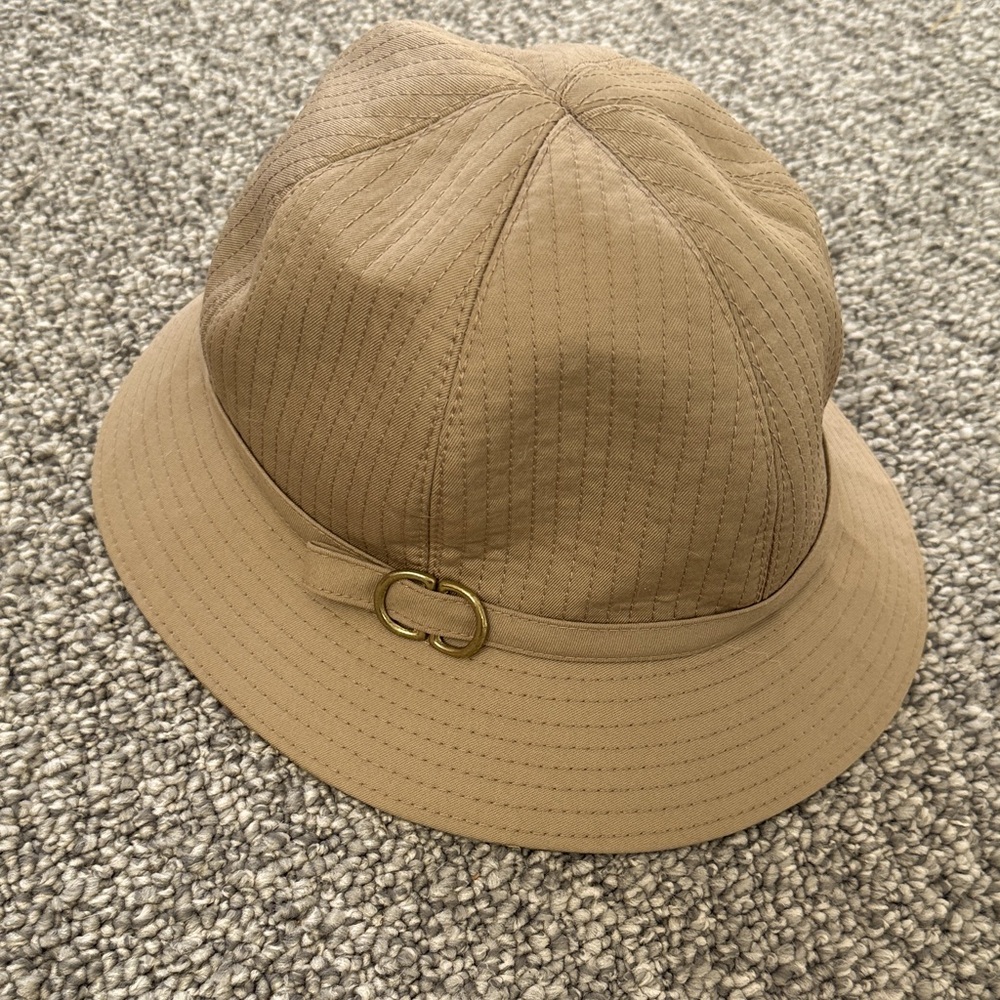 Burberry Tan Bucket Hat with Gold Accent Large.